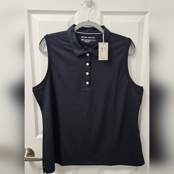 Peter Millar Women's Black Sleeveless Polo Top - Picture 1 of 5